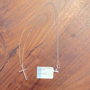 NWT!   1/10 CTTW Diamond Cross Pendant Necklace in Sterling Silver